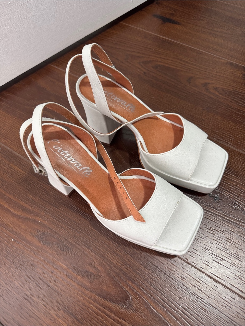a new day White Block Heel Slingback Sandals